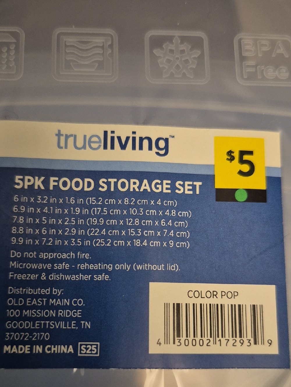 Color Pop 5-Piece Food Storage Set - Blue